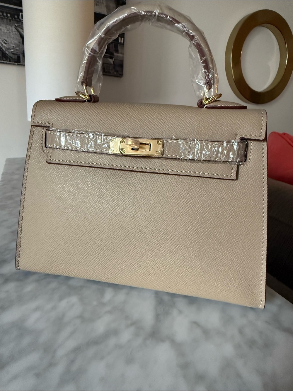 Luxury Women's Top-Handle Bag in Sand - Picture 3 of 9